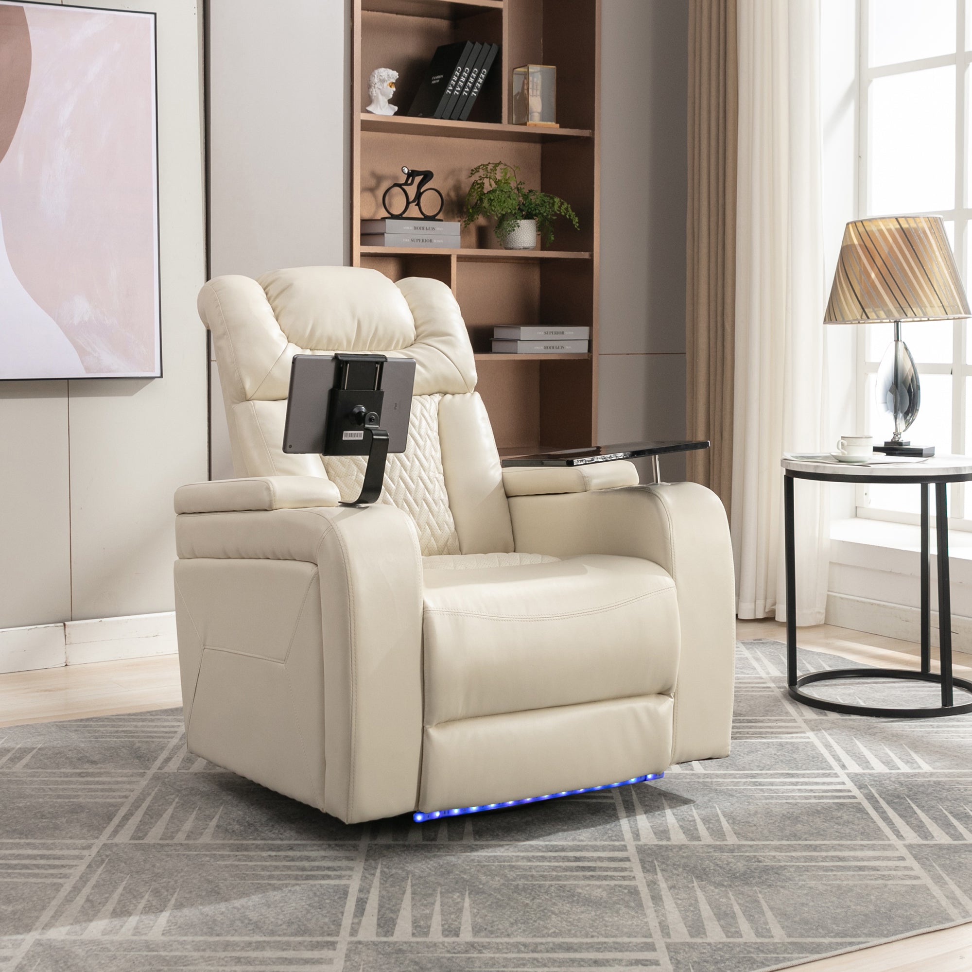 270 Degree Swivel PU Leather Power Recliner