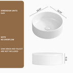 Small Bathroom Sink - 14 Inch Round Porcelain Ceramic