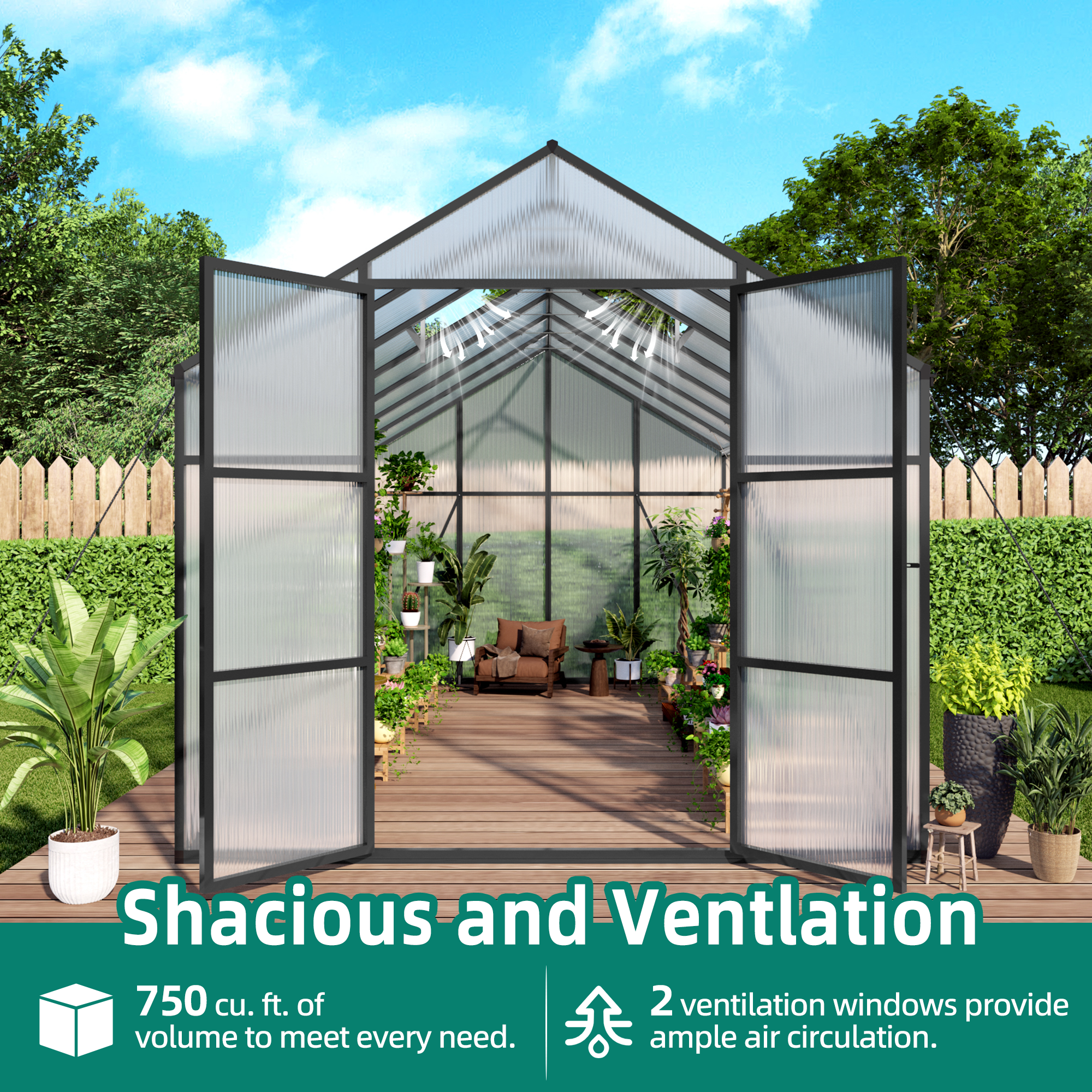 8x14 FT Aluminum Greenhouse for Outdoor Use