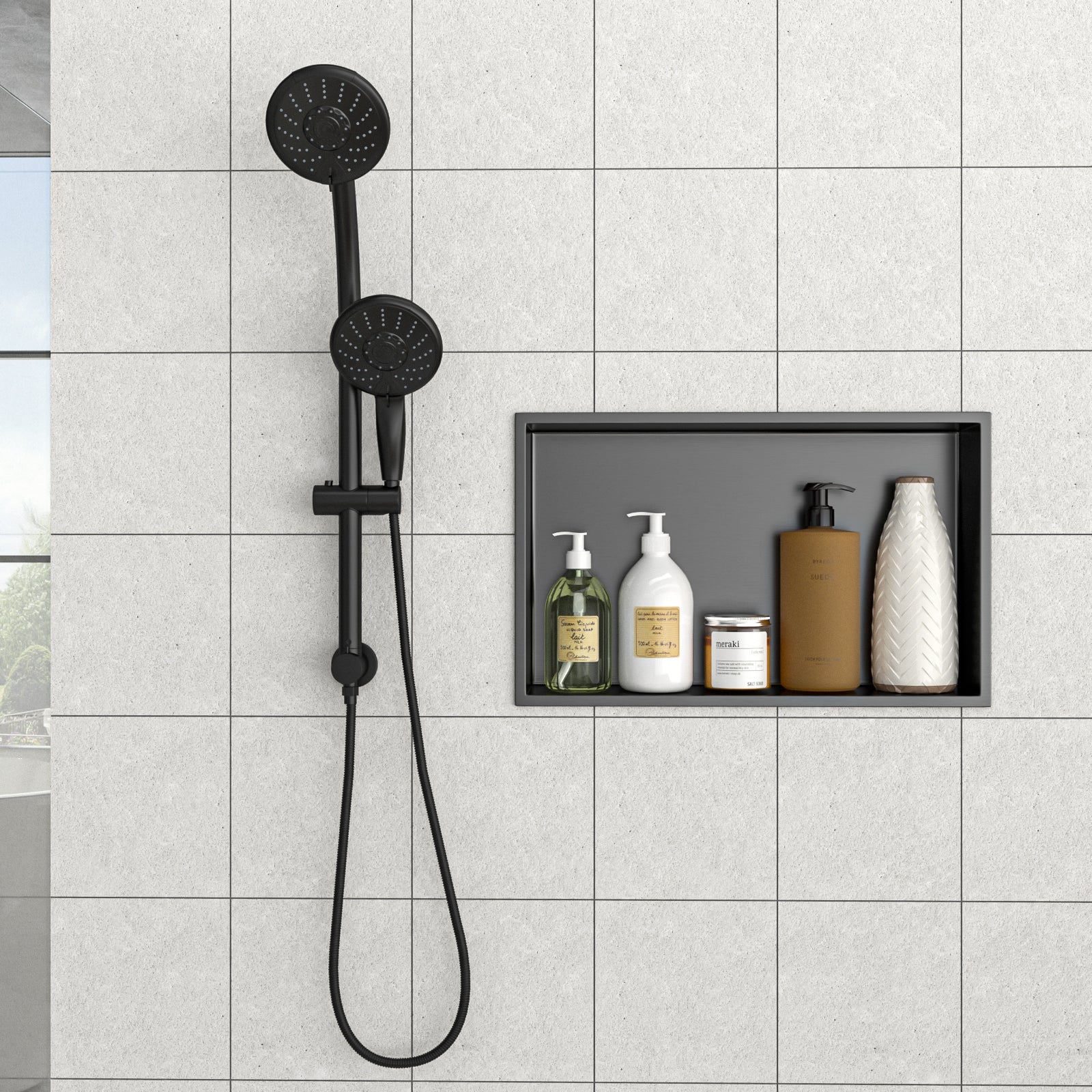 21" x 13" Stainless Steel Shower Niche, Gunmetal