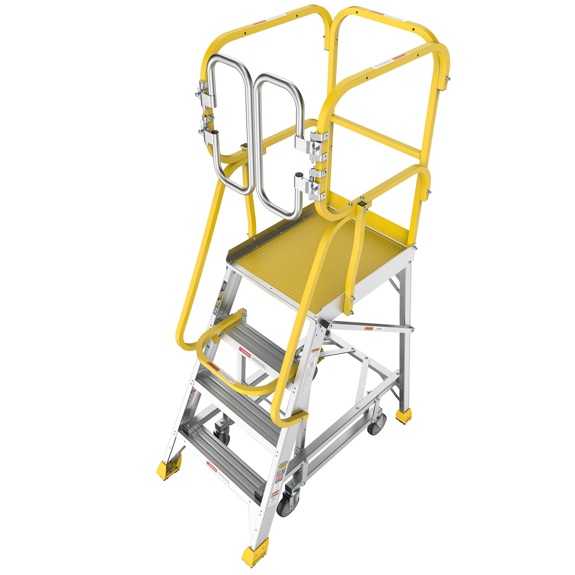 4 Step 375lbs Aluminum Rolling Platform Ladder