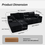 96" Frameless Boneless Soft Sofa with L-Shaped Chaise