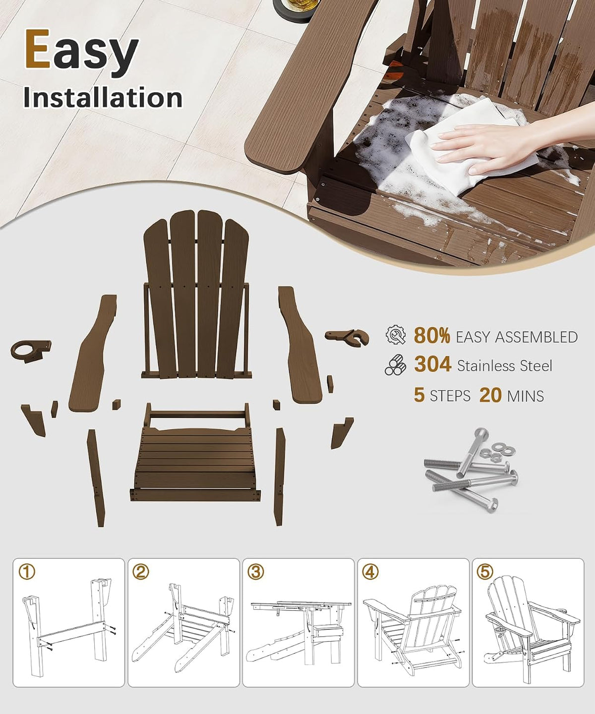 Adjustable HDPE Adirondack Chairs Set of 2