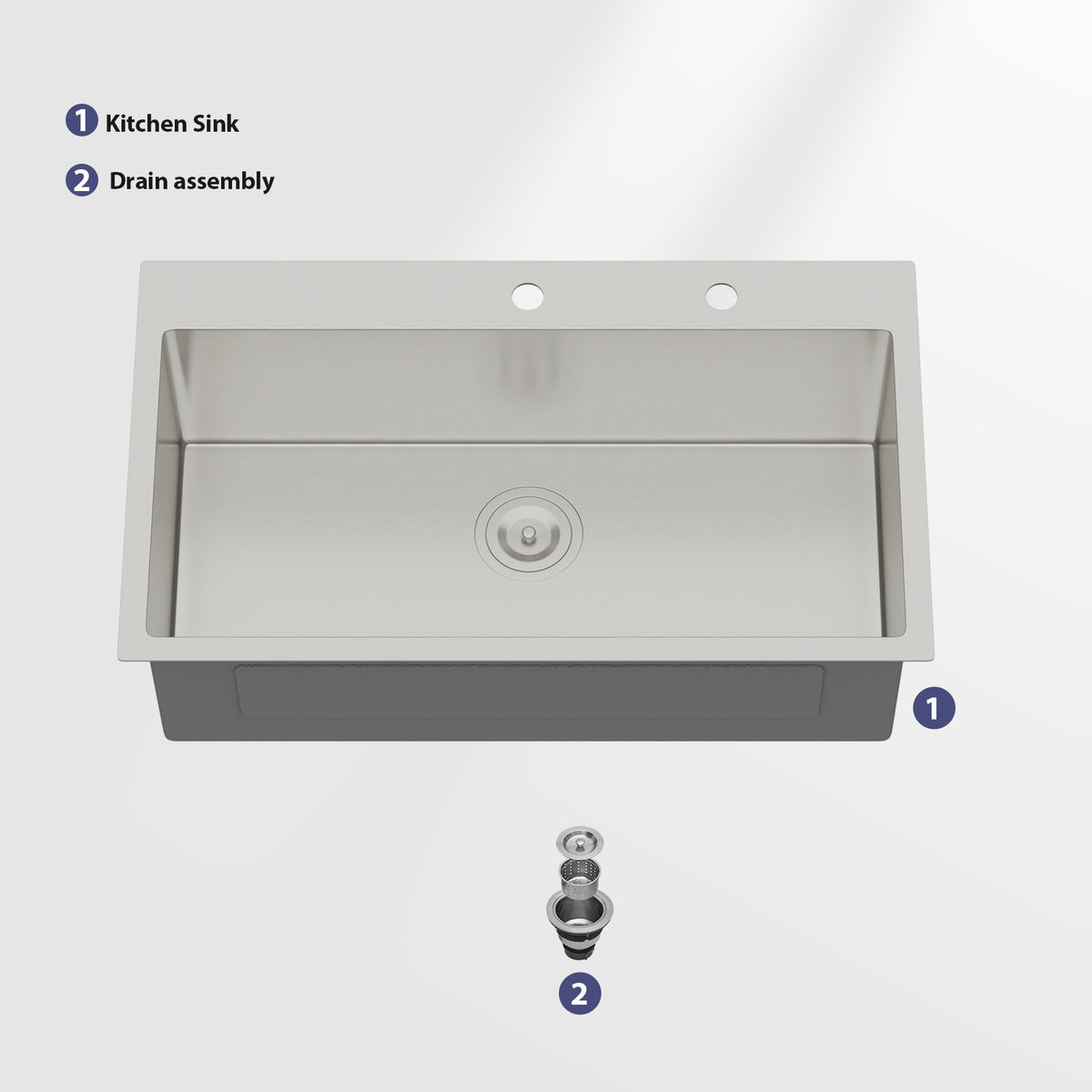 33 Inch Topmount Sink - Stainless Steel Kitchen Sink