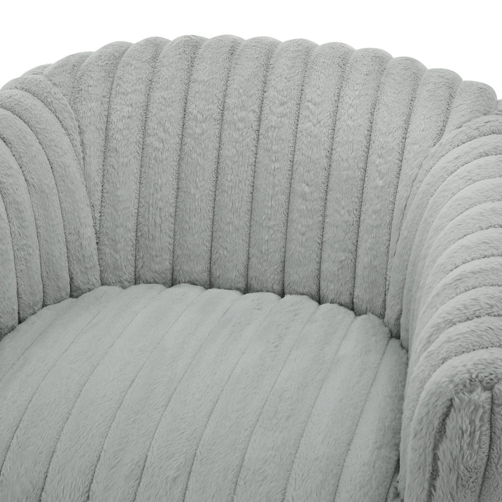 Alexa Ultra Plush Wide Cord-like Swivel Barrel Chair