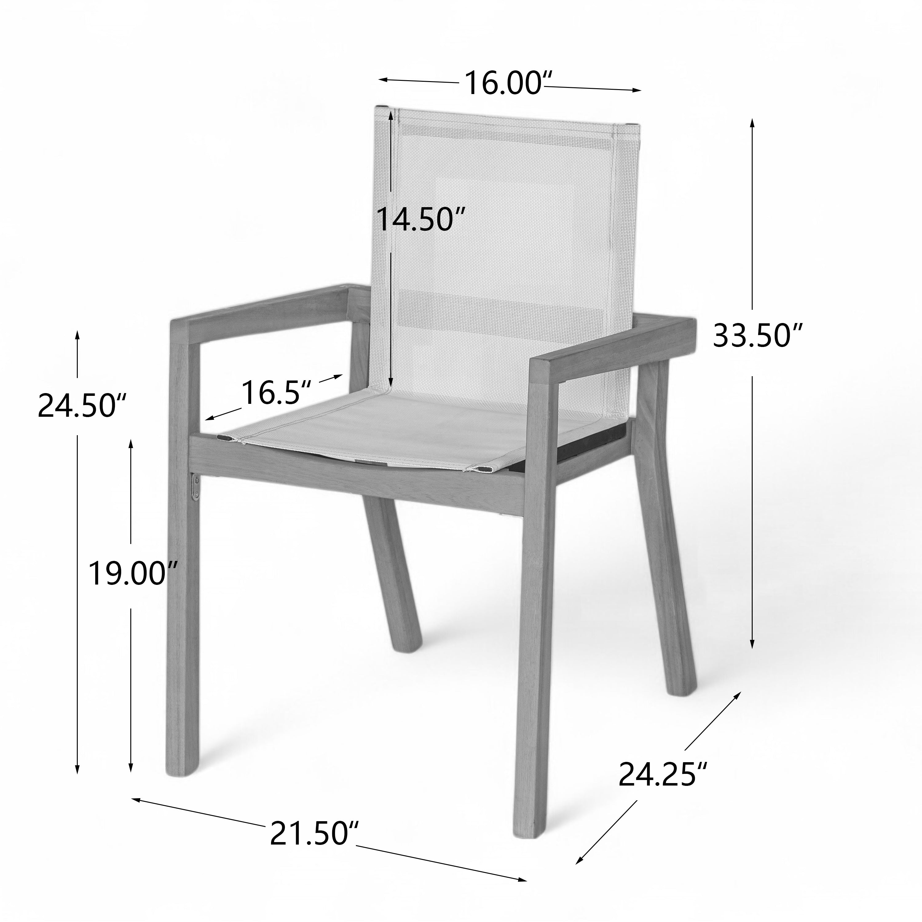 Belfast Dining Chair Set of 2, Teak Frame
