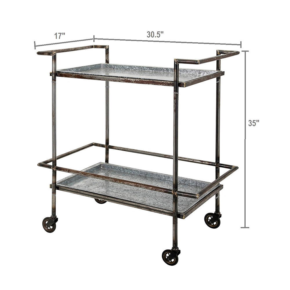 Percy Galvanized Metal Bar Cart