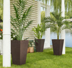 Outdoor Flower Plant Pots - Set of 3 Tall Planters