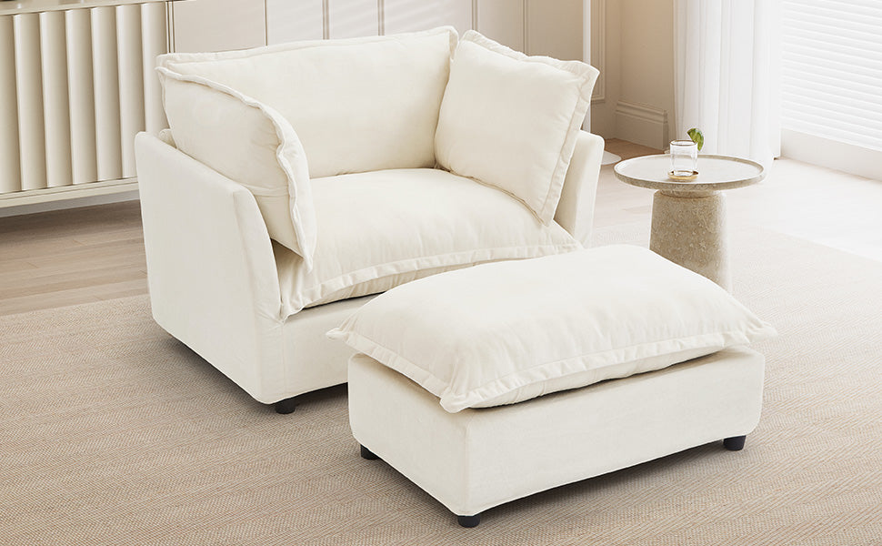 Modern Armchair Sofa with Movable Ottoman