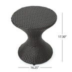 Outdoor 16-Inch Multi-Brown Wicker Hourglass Side Table
