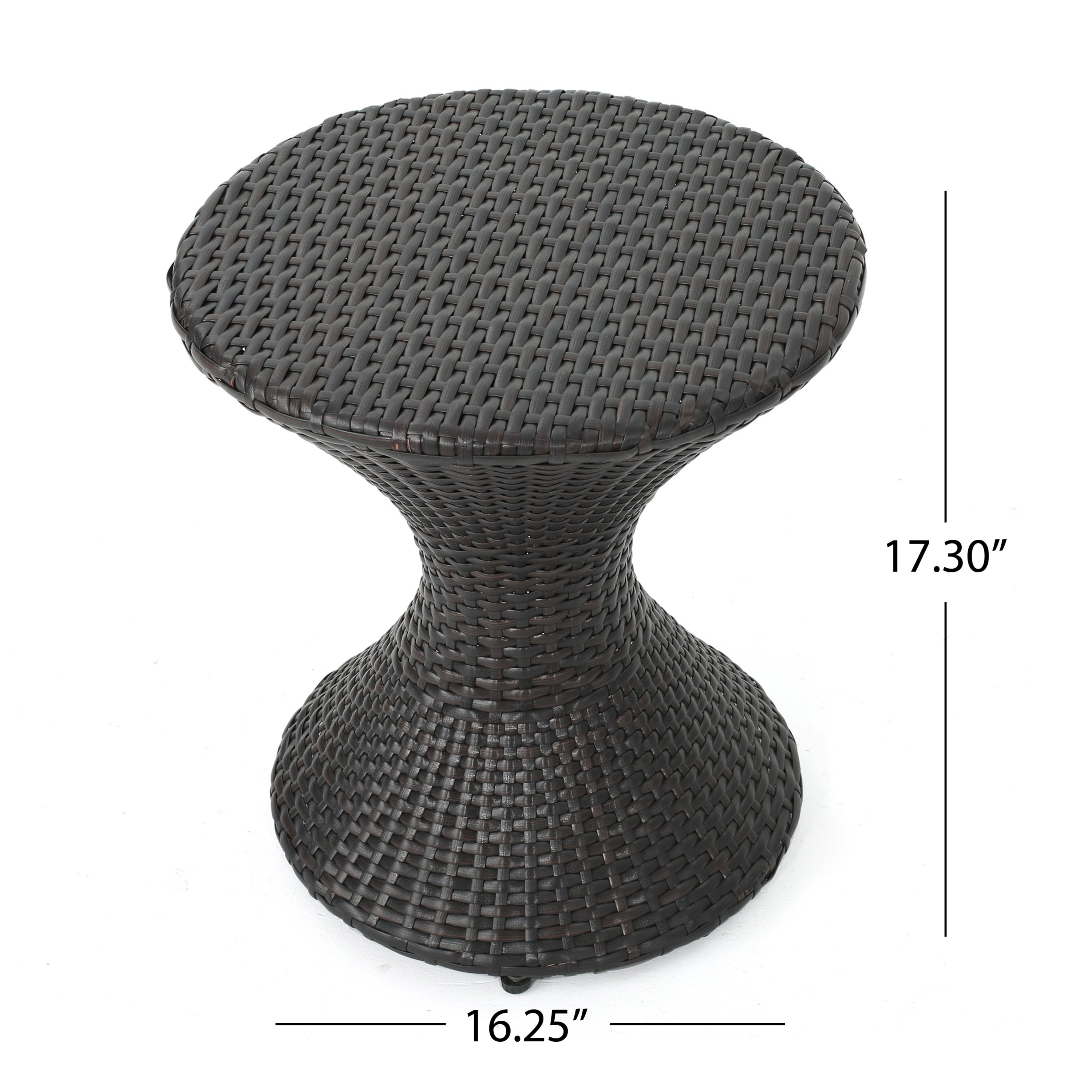 Outdoor 16-Inch Multi-Brown Wicker Hourglass Side Table