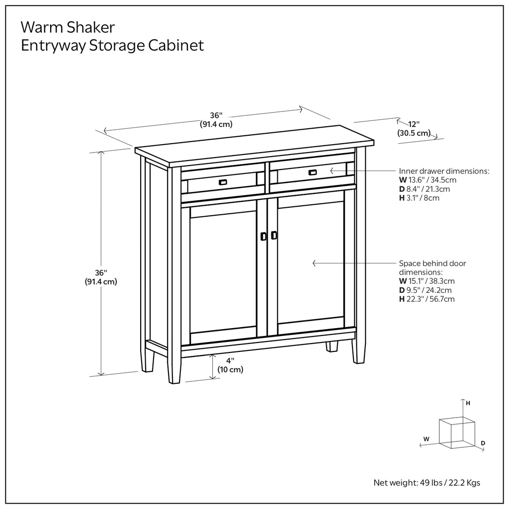 Warm Shaker Solid Wood Entryway Storage Cabinet