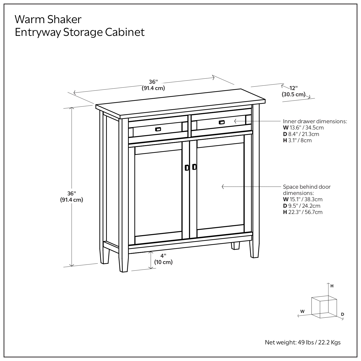 Warm Shaker Solid Wood Entryway Storage Cabinet