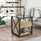 Modern End Table with Drawer - Nightstand for Bedroom & Living Room