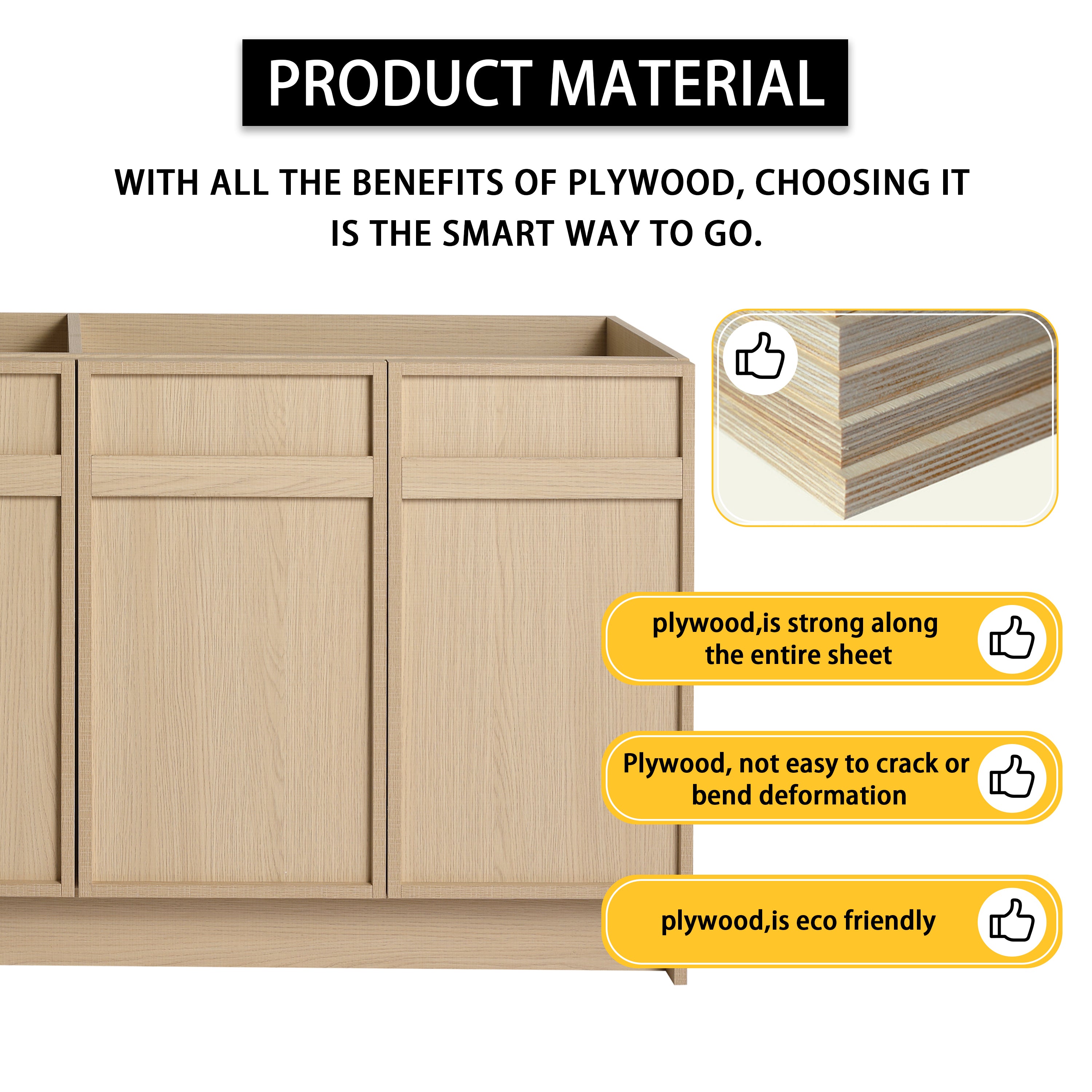 60" Freestanding Bathroom Vanity & 4 Soft-Close Cabinet Doors