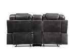 Braylon Magnetite Synthetic Leather Recliner Loveseat with Cupholder Console