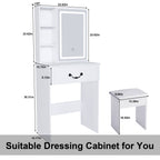 Modern Mini Dressing Table with LED-lit Mirror & Hidden Storage