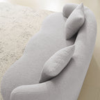 Grey Curved Loveseat Sofa with Round Armrest