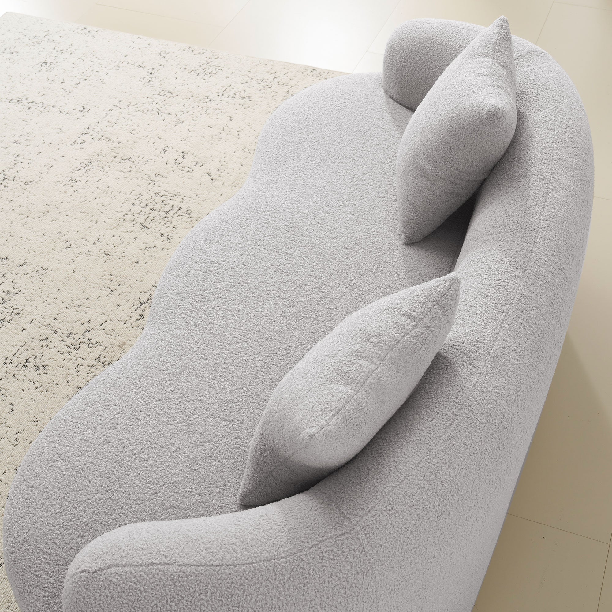 Grey Curved Loveseat Sofa with Round Armrest