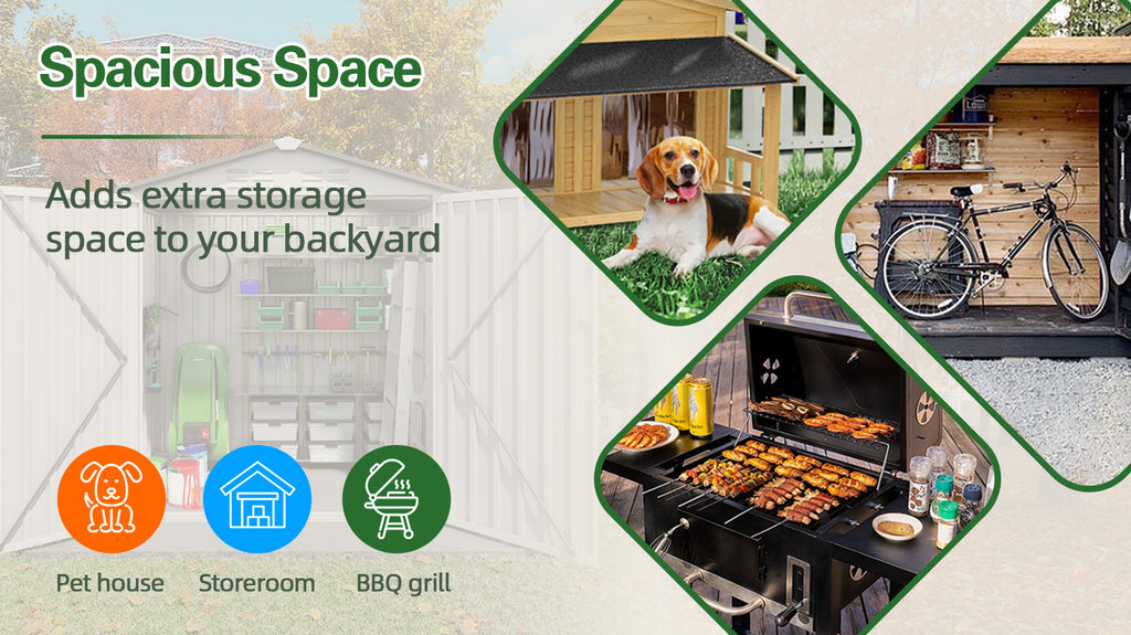 6X3.6FT Metal Storage Shed with Peaked Roof