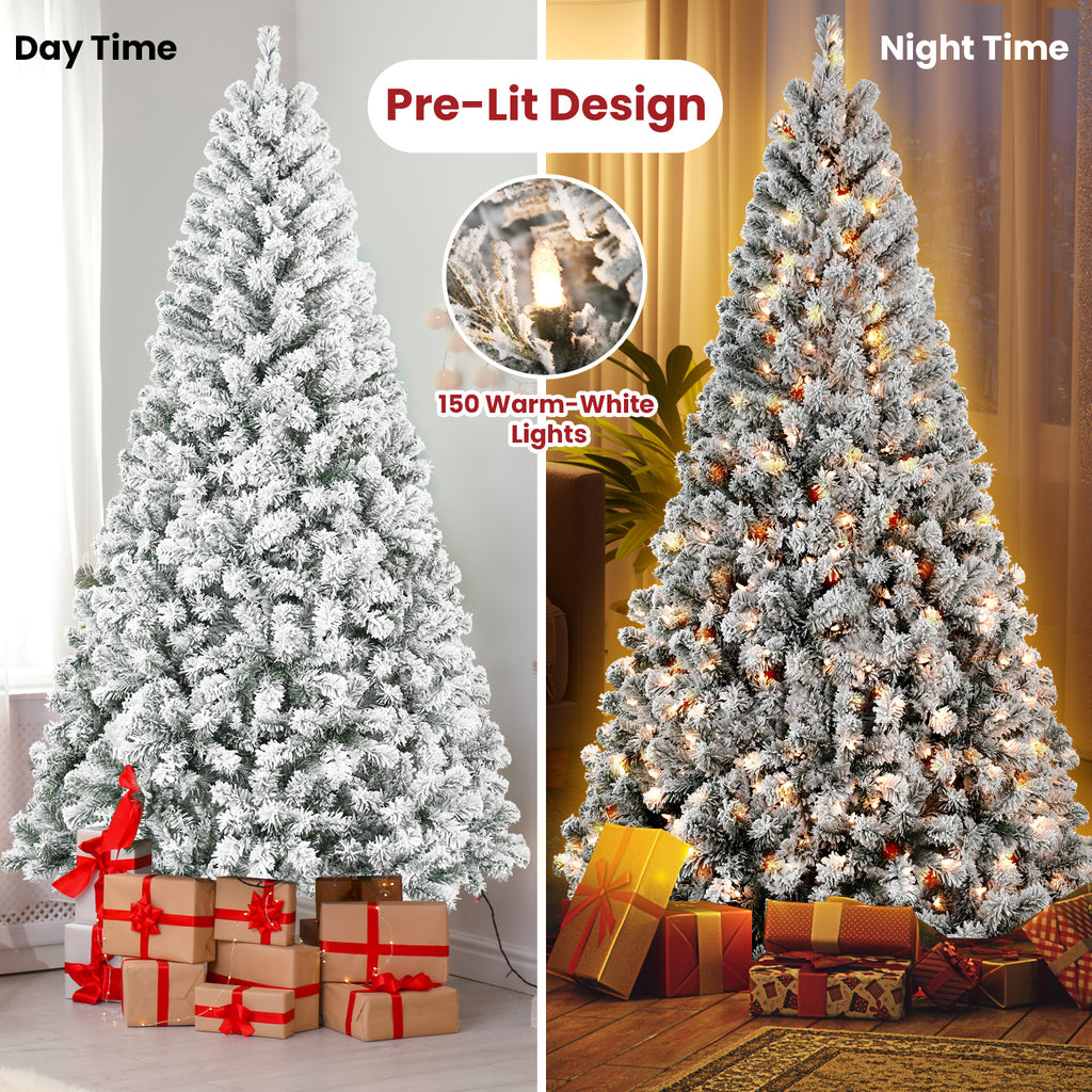 5FT Flocked Christmas Tree with 150 Warm White Lights
