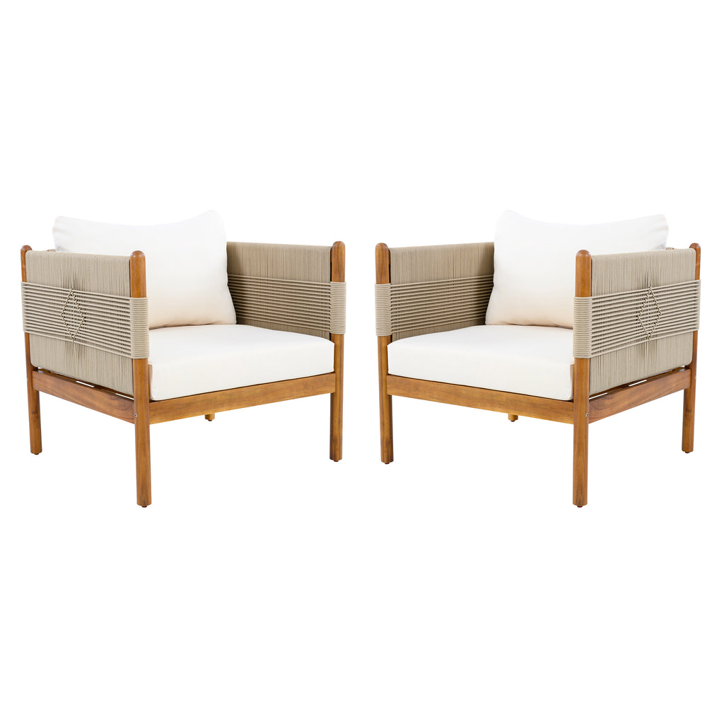 Outdoor Club Chairs (Set of 2) with Diamond-Pattern