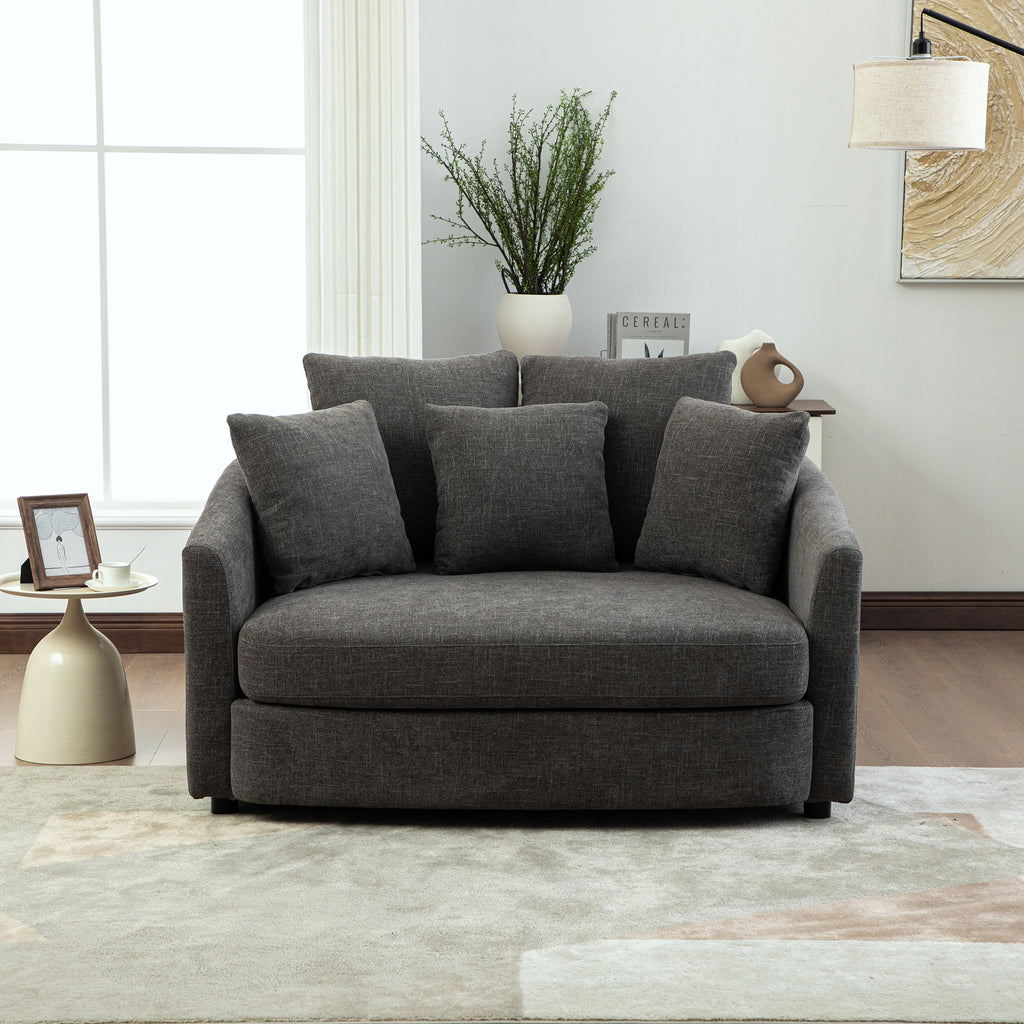 56.3'' Wide Upholstered Round Accent Cuddle Chaise