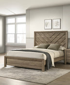 Full Size Chevron-Patterned Headboard Bed