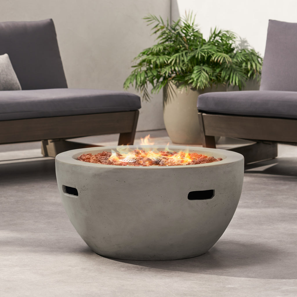 27" Bowl Shaped MGO 40,000 BTU Propane Fire Pit, Light