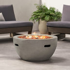 27" Bowl Shaped MGO 40,000 BTU Propane Fire Pit, Light