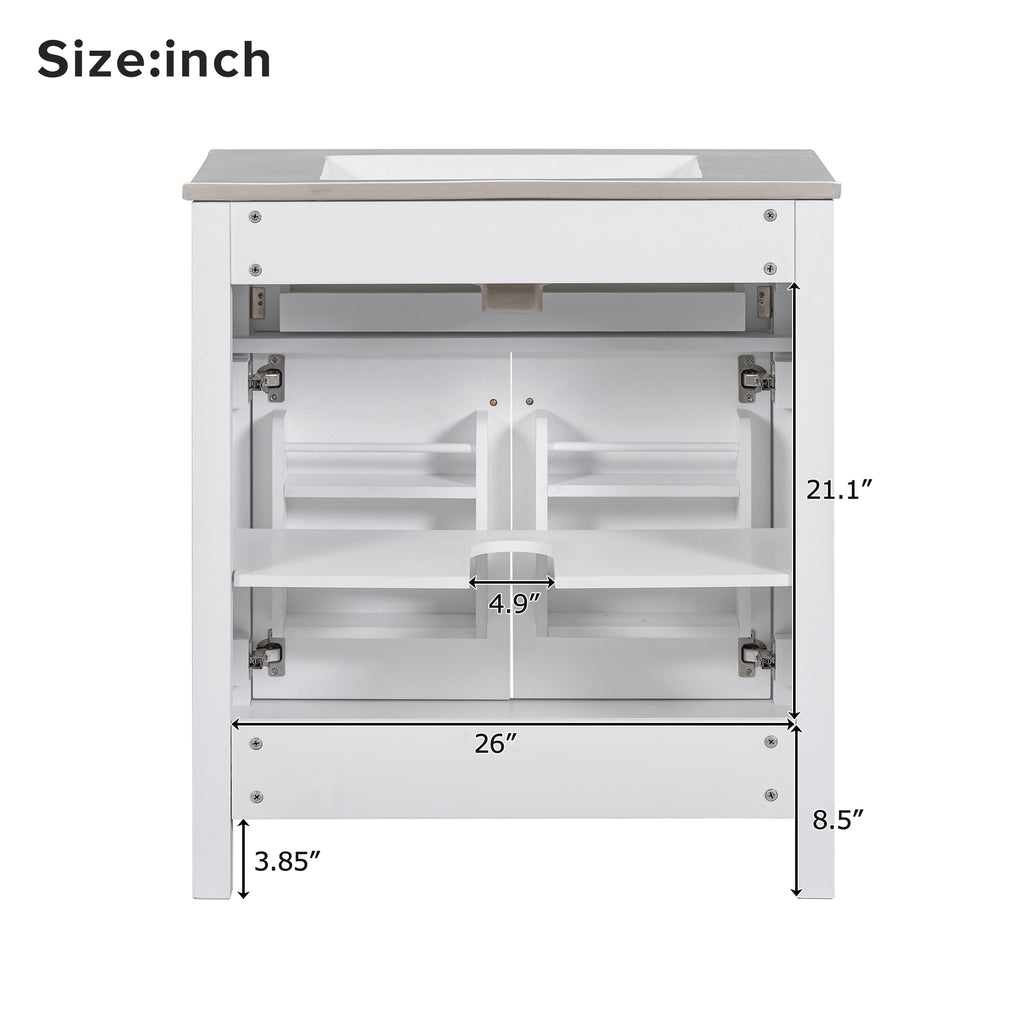 30-Inch Bathroom Vanity with Ceramic Sink, Modern