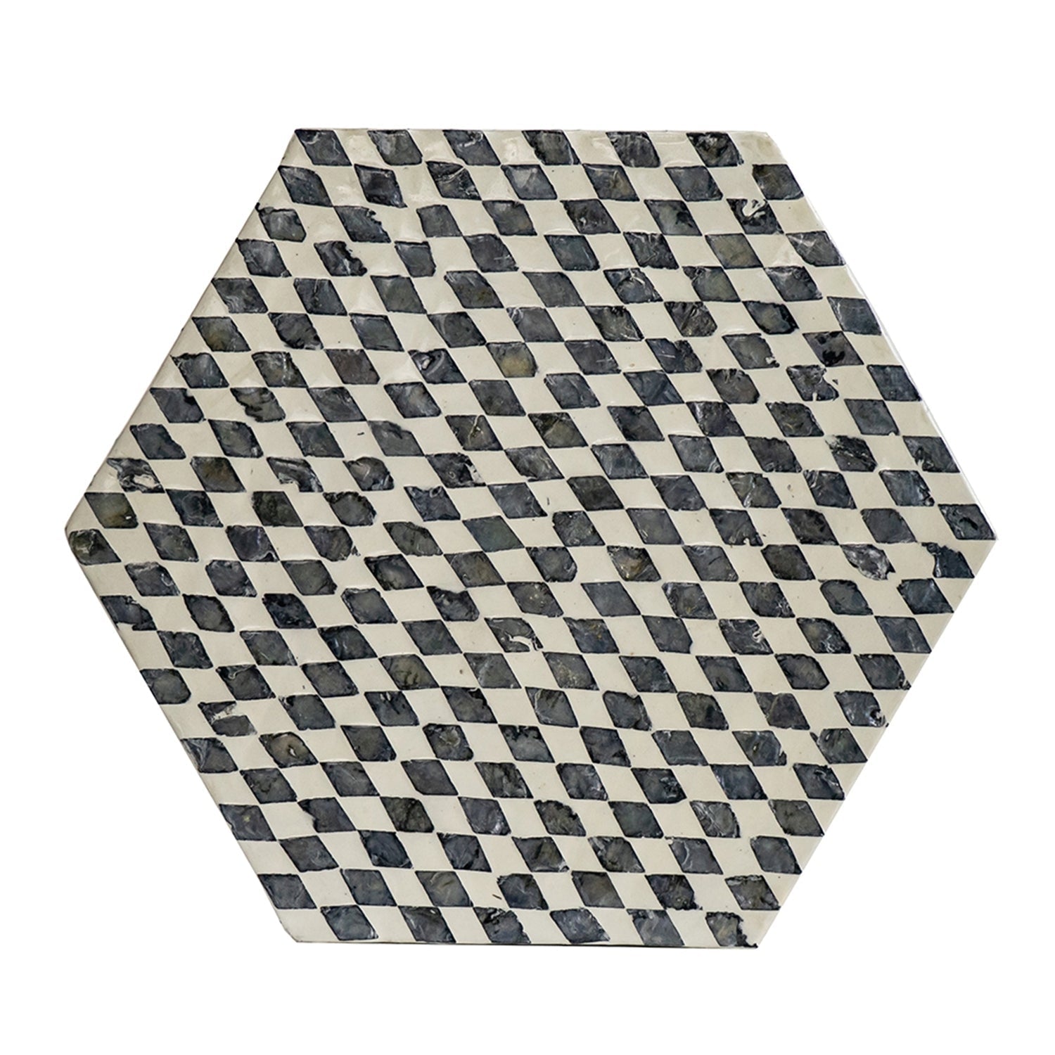 15x13x17' Hexagonal Garden Capiz Stool Accent Side Table