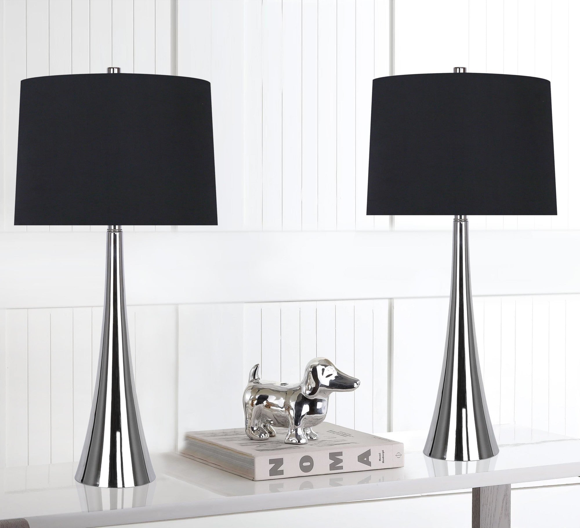 Diana 29" Contemporary Metal Table Lamp in Polished Nickel