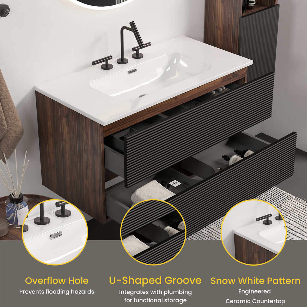 Gloria 36" Wall Mounted Soft Bathroom Vanity