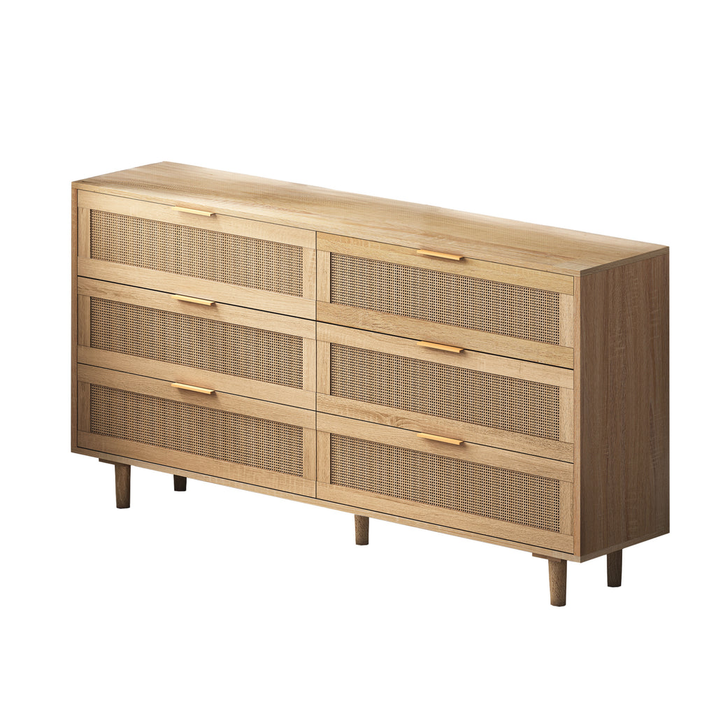 59.06" 6-Drawer Rattan Storage Cabinet