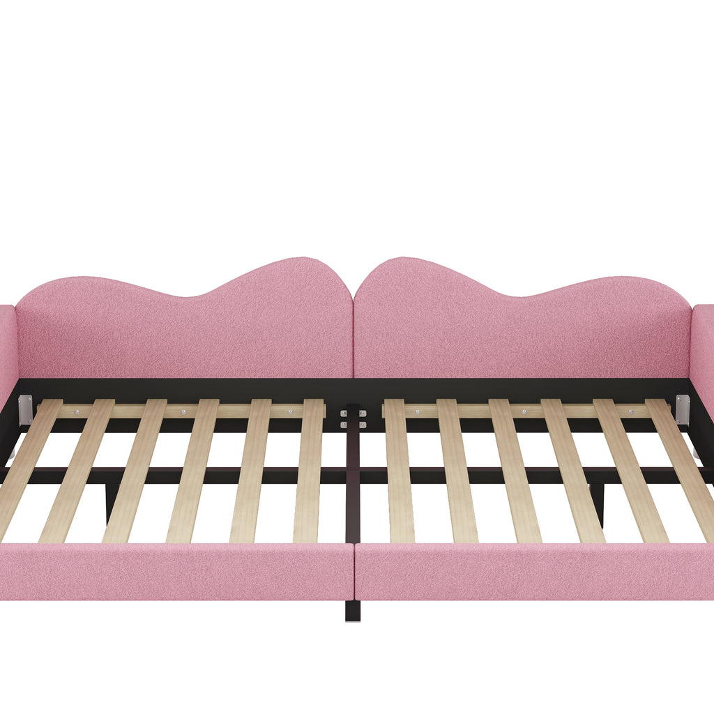 Full Size Upholstered Daybed with Cloud-Shaped Backrest