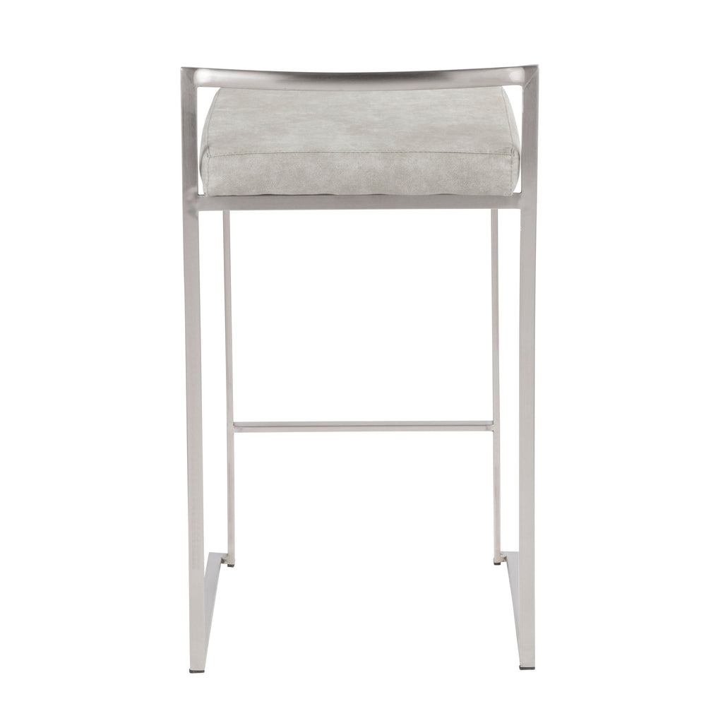 Contemporary Stackable Counter Stool in Stainless Steel with Light