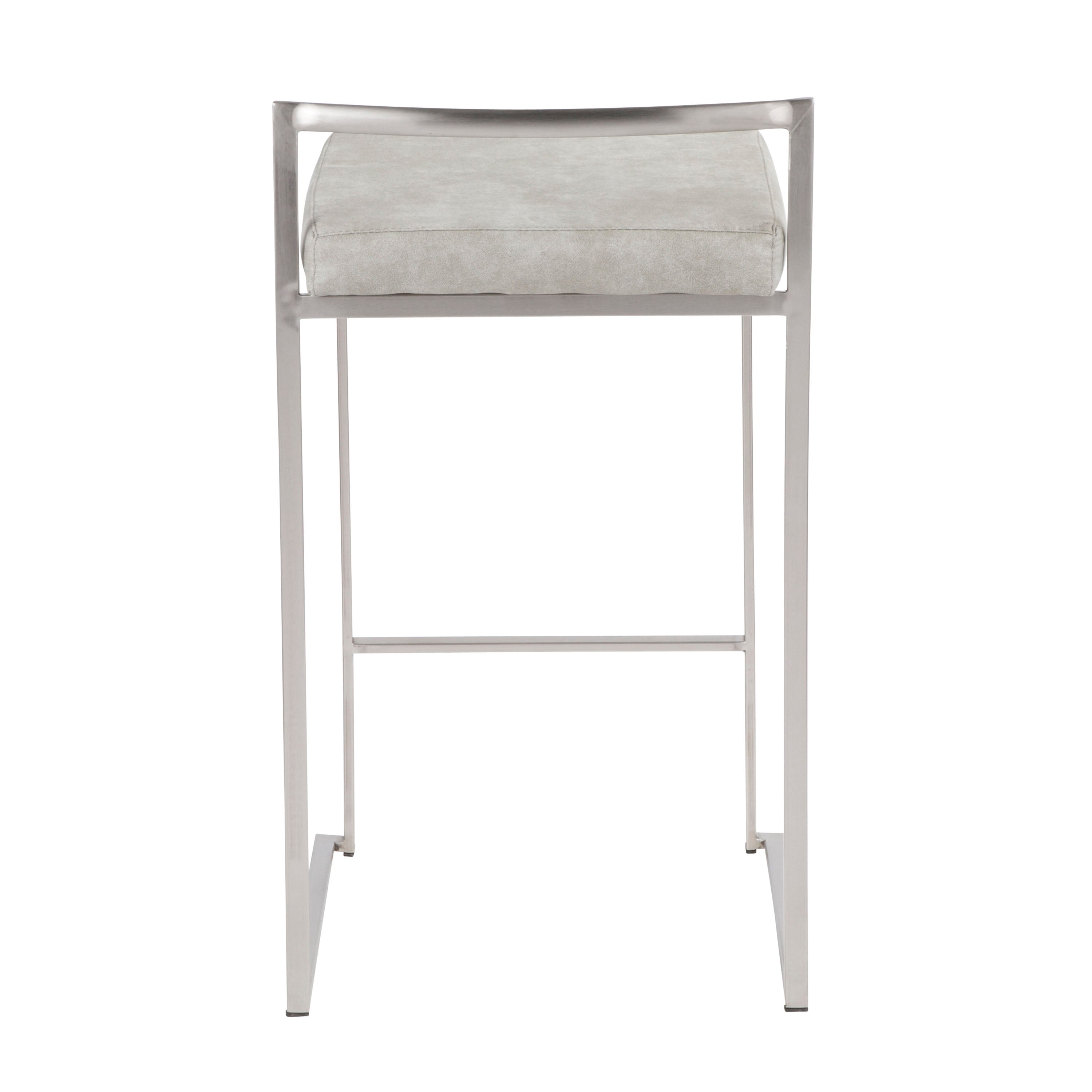Contemporary Stackable Counter Stool in Stainless Steel with Light