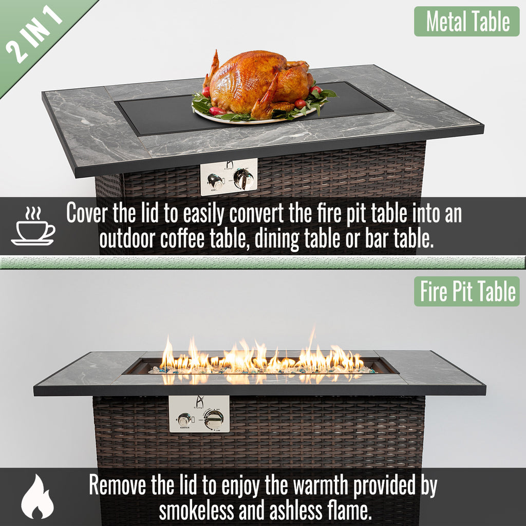 44" Propane Gas Fire Pit Table