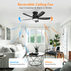 42 Inch Flush Mount Ceiling Fan with LED Light