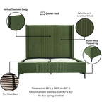 Promenade Upholstered Velvet Queen Bed in Moss