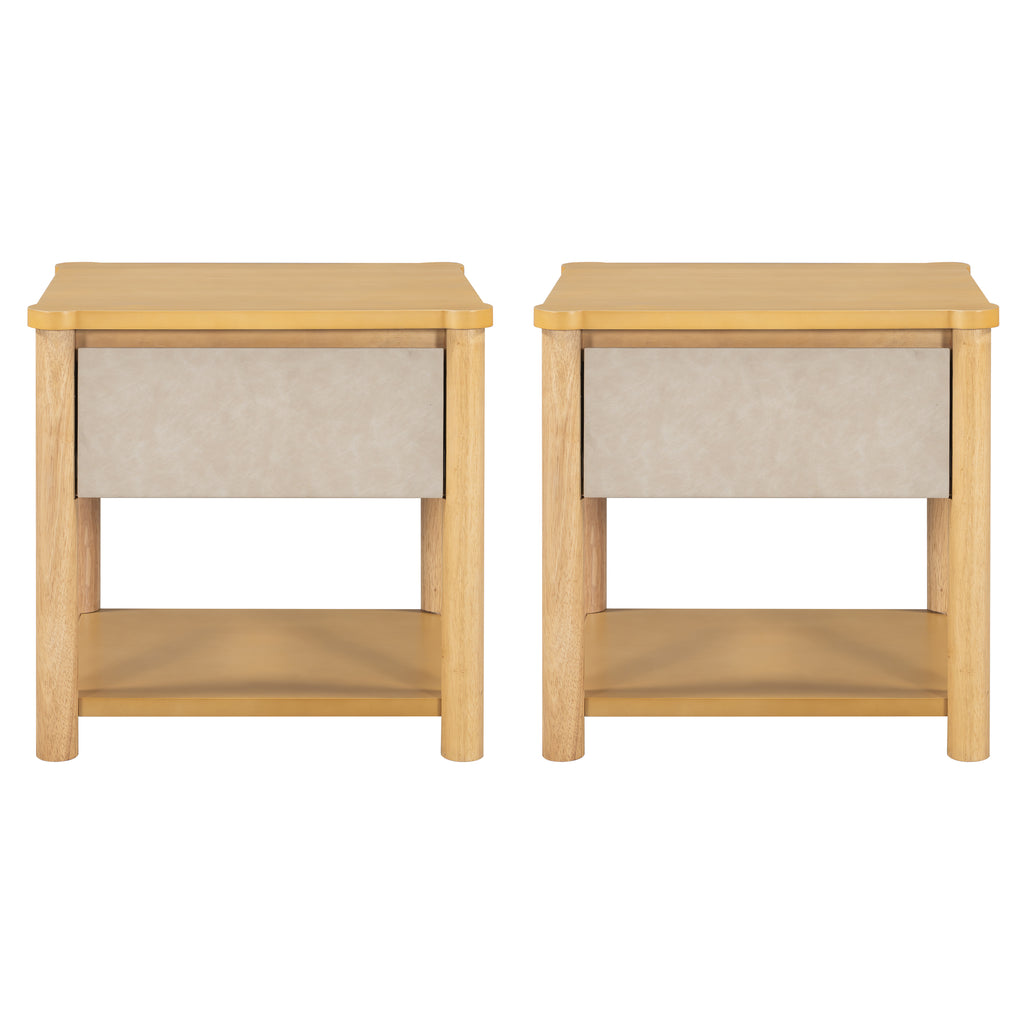 Wood Nightstand Set - Modern Nightstands with Drawer