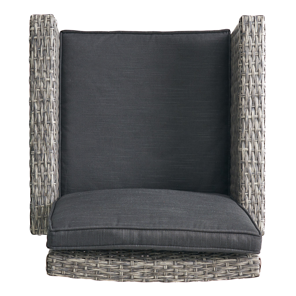 30" Outdoor Wicker Swivel Barstool with Water Resistant Cushion