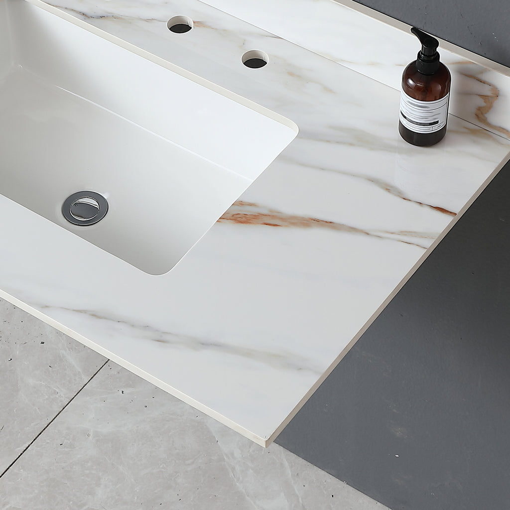 37 Inch Carrara Marble Vanity Top
