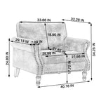 40.16 Inch Nailhead Trim Sofa - Beige