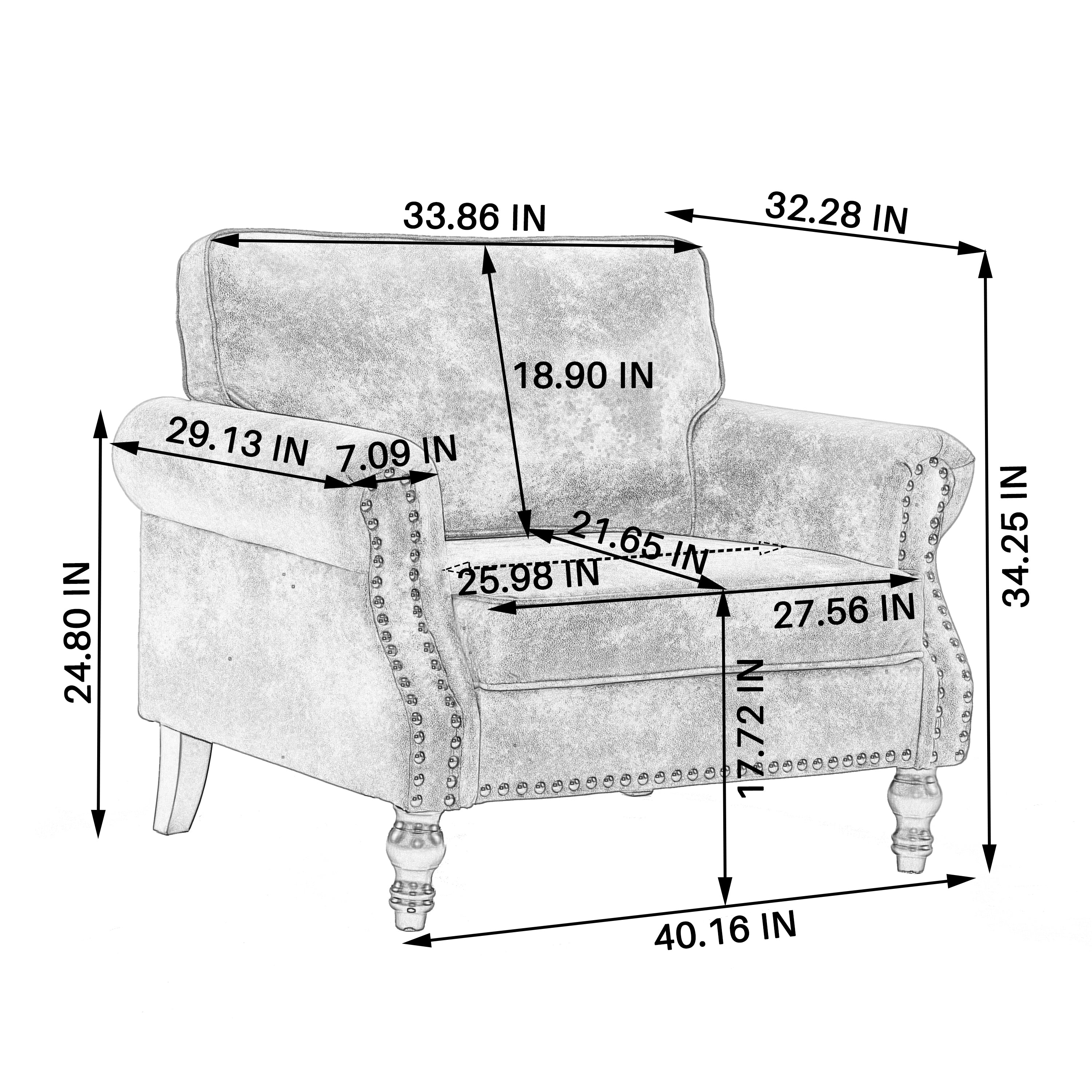 40.16 Inch Nailhead Trim Sofa - Beige