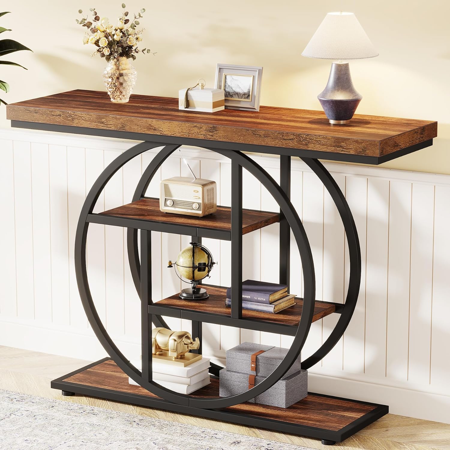 41.3" Industrial Console Table - 4-Tier Rustic Design