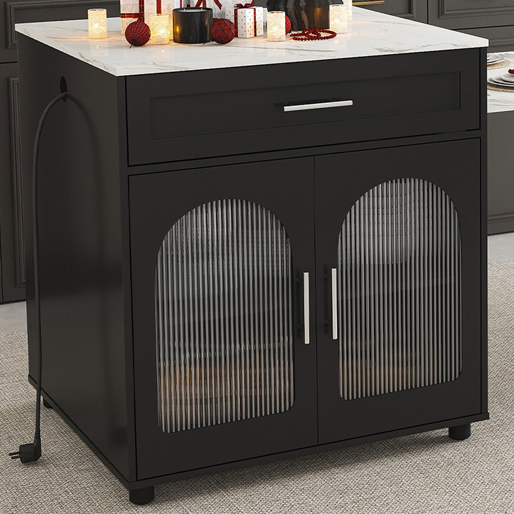 80-Inch Expandable Kitchen Island with Dining Table