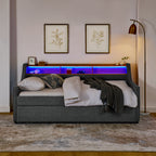 Twin Size Upholstery Sofa Bed with LED Lights