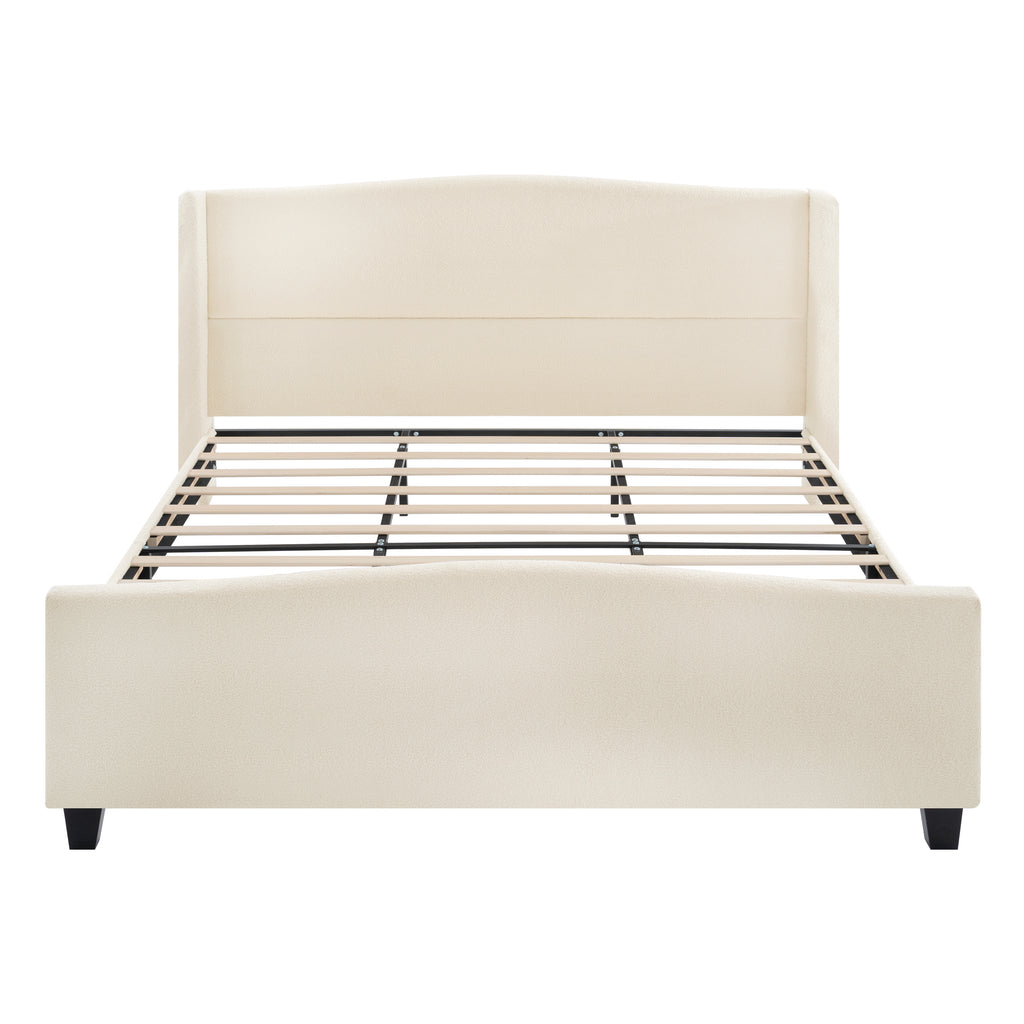 King Size Bed Frame with Upholstered Headboard